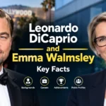 Leonardo DiCaprio and Emma Walmsley feature banner with portraits and key facts about their careers and backgrounds.