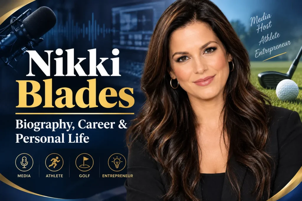Nikki Blades biography feature image highlighting her career and personal life.